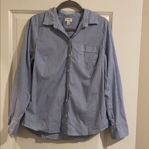 J. Crew Navy and White Striped Casual Shirt